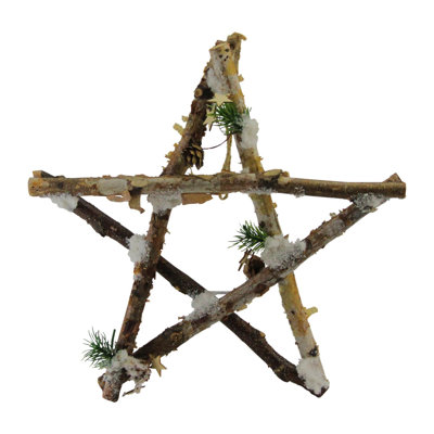 13.75" Snowy Pinecone Branch Christmas Star Wall Decor