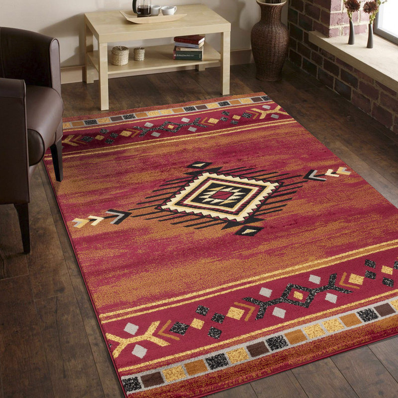 Southwest Area Rug, Red, Runner 2'7" x 7'3"