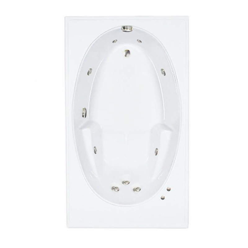 Baignoire tourbillon en alcôve en acrylique 60 po x 60 po avec jupe amovible en blanc L 60 po x l 42 po, Gauche