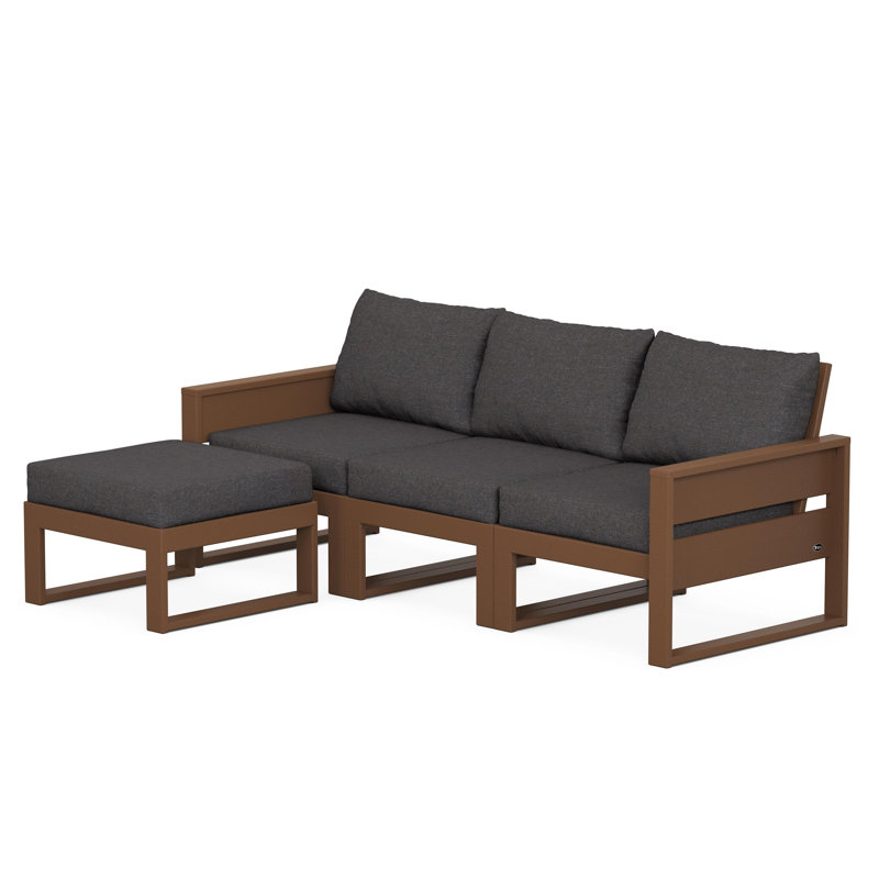 TREX Outdoors Eastport 3 - Person Outdoor Seating Group with Cushions, Natural, Ash Charcoal