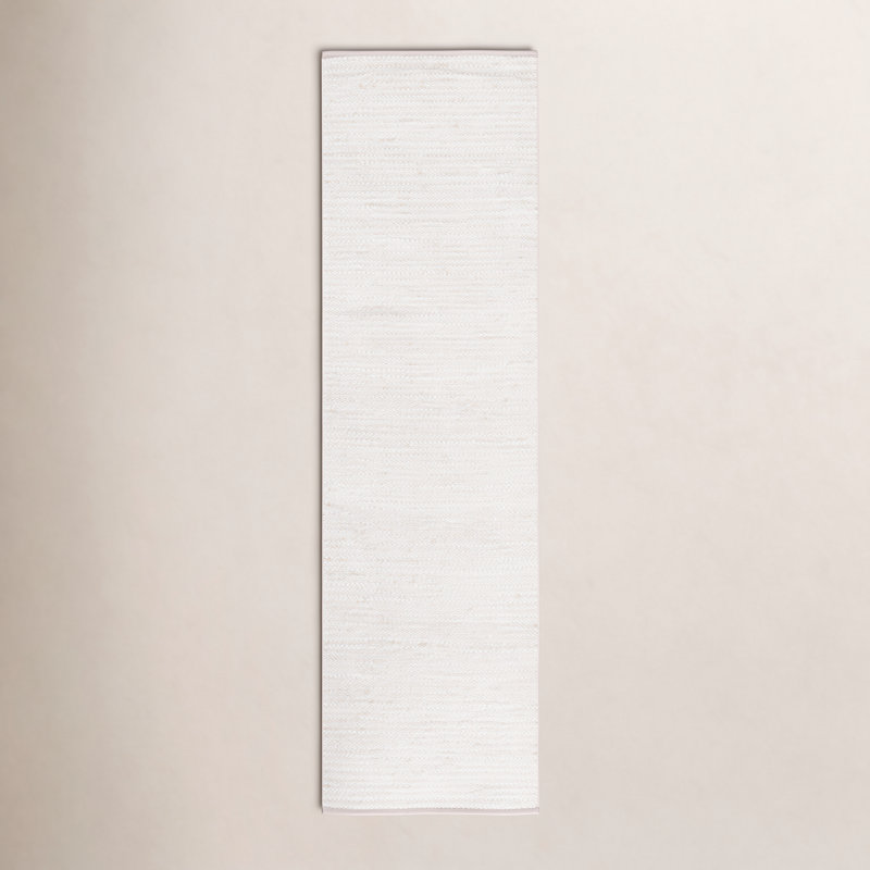 Tapis ivoire / beige tissé à plat à la main Garret, Tapis de couloir 2 pi 3 po x 8 pi