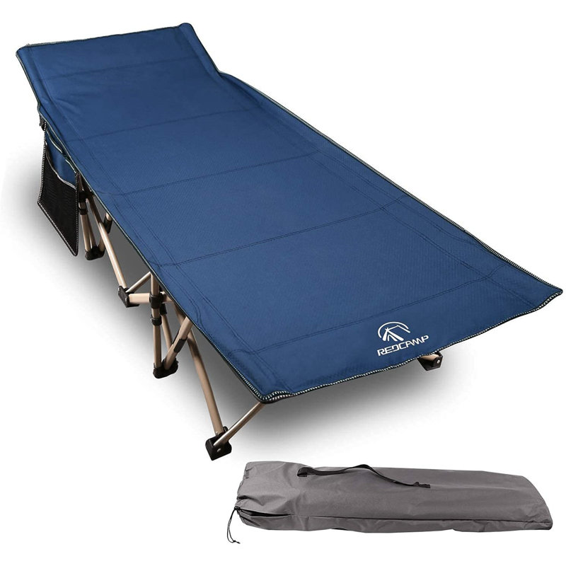 Lit de camp pliant avec surmatelas pour adultes, Bleu marine