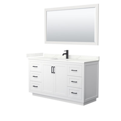 Ensemble de meuble-lavabo simple autoportant 60 po avec plateau en quartz Miranda