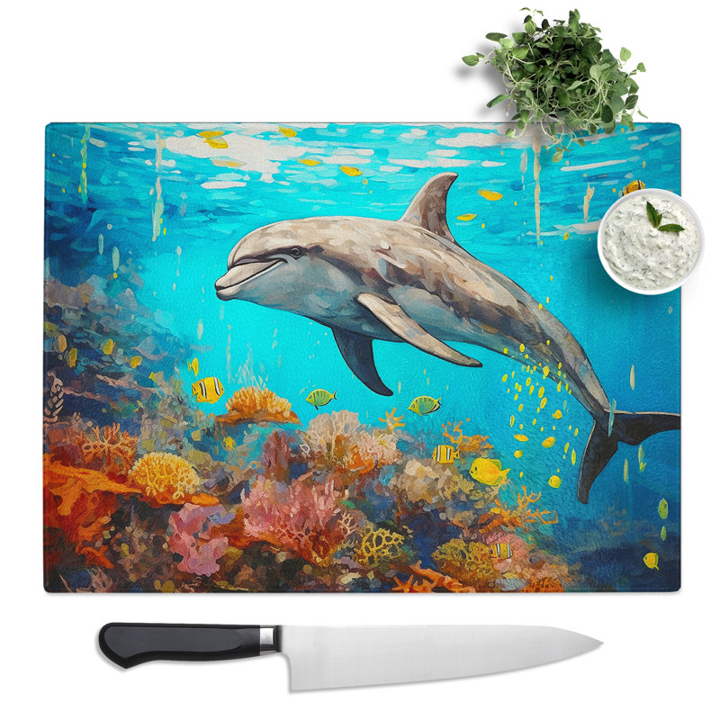 Dolphin Palette Knife  Glass Chopping Board