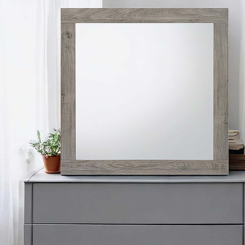 Miroir Mari, Gris clair, Carrée, 35 po x 35 po