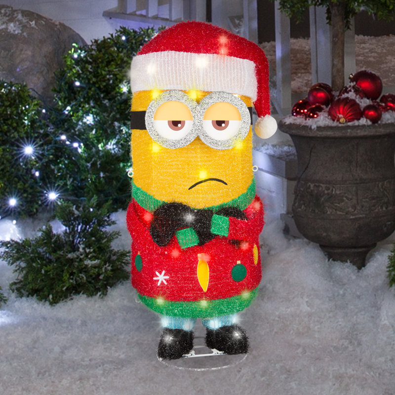 Sculpture de Noël Holiday Tinsel Minion Kevin dans le chapeau du Père Noël Universal