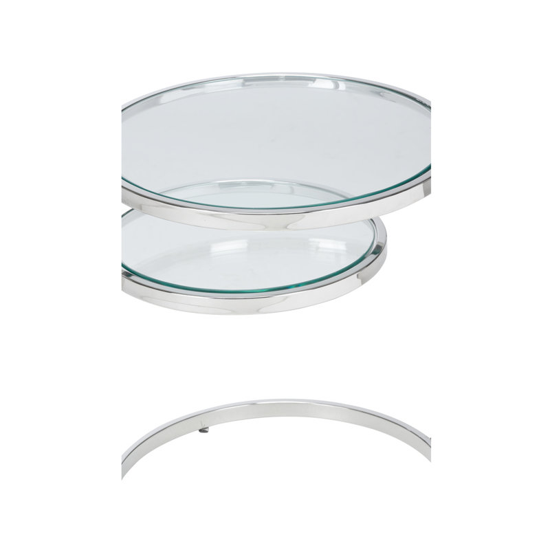 Shelfie Glass End Table, Polished Nickel