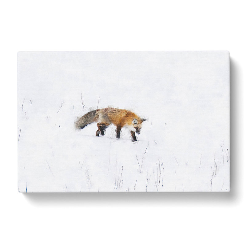 Red Fox Prowling In Wyoming - Wrapped Canvas Print, 35cm H x 50cm W x 3cm D