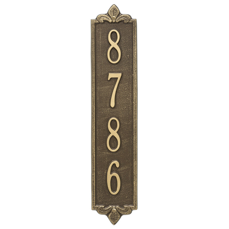 Plaque d'adresse murale sur 1 ligne Lyon, Laiton antique, Oui