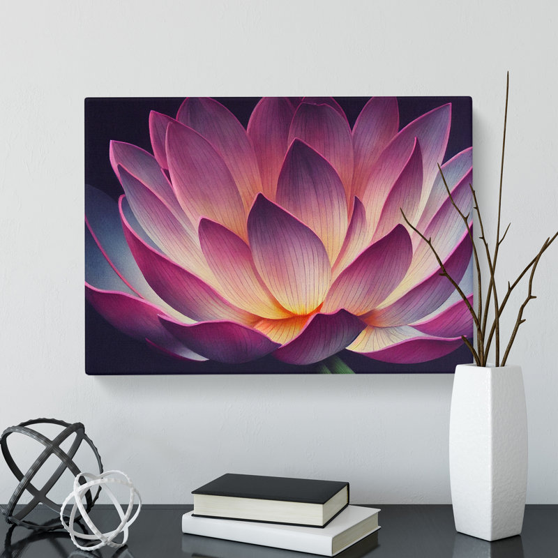 Cool Lotus Flower - Wrapped Canvas, 35cm H x 50cm W x 3cm D