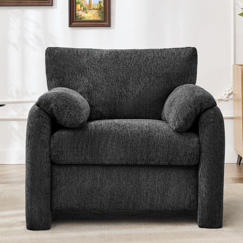 38.6" Oversized Armchair Upholstered Accent Chair For Living Room, Dark Gray