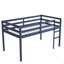 Lit mezzanine simple en bois massif et en bois d'hévéa avec échelle, plateforme de lattes renforcées-124917830