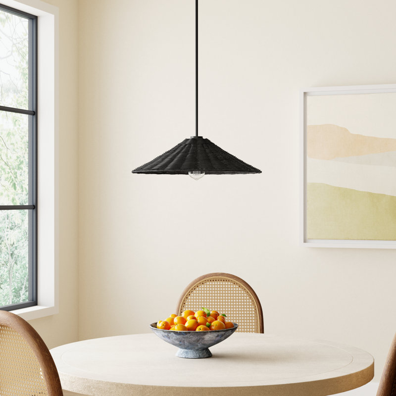 Lilliana 1-Light Dimmable Height Adjustable Pendant, Matte Black, 5" H x 20" W x 20" D