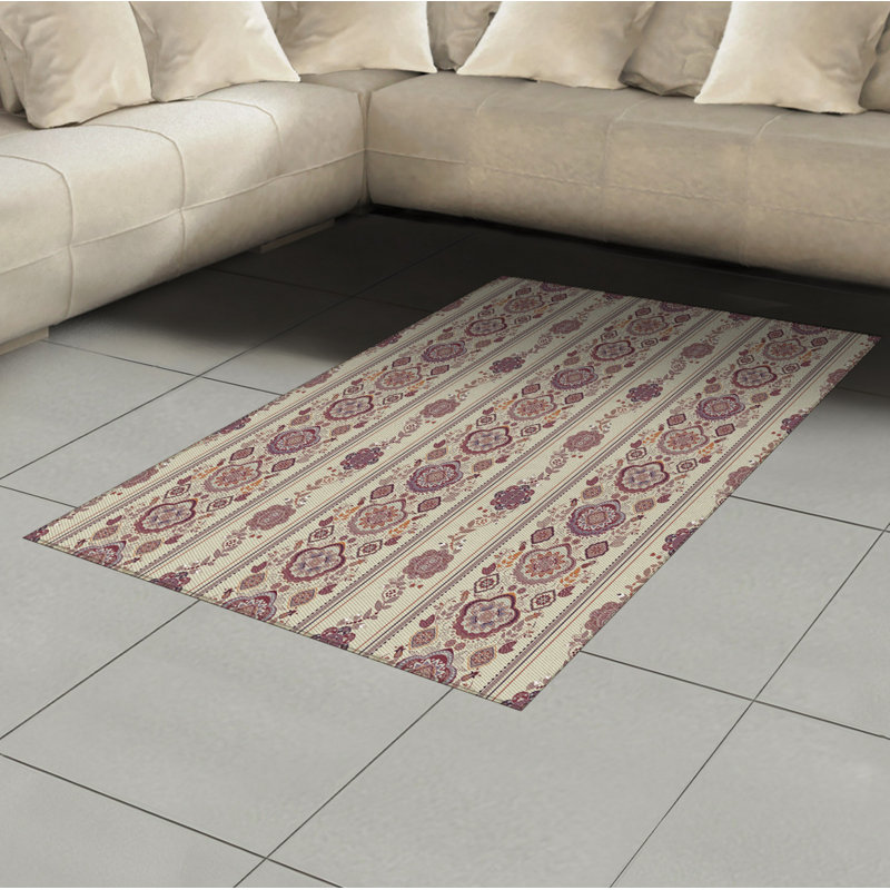Tapis décoratif floral à haute densité en fibres de polyester, Rectangle— 4 pi x 5 pi 8 po
