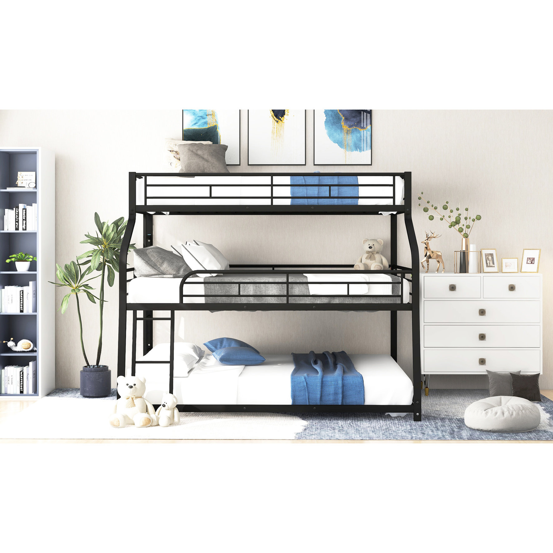 Ivy Bronx full Bunk Bed In Black With Stylish Design And Metal ...