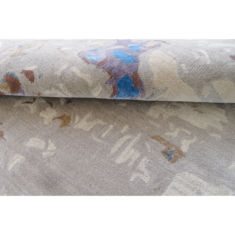 Abstract Area Rug in Gray/Blue/Brown, Rectangle 5' x 8'