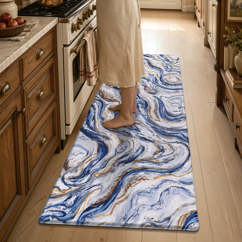 Tapis de cuisine antidérapant 72 po x 24 po, Bleu
