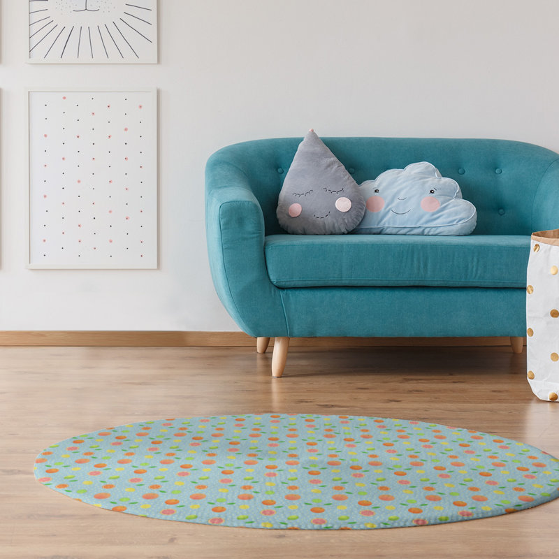 Tapis de la zone verte agrume fruits, Rond 5 pi