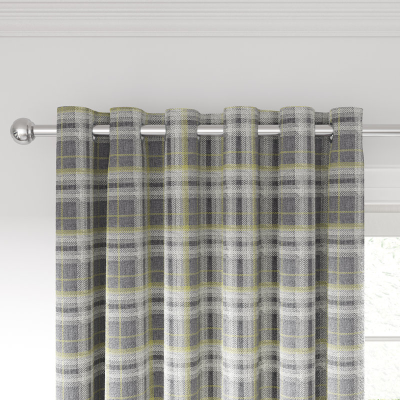 Harriet Lined Eyelet Room Darkening Curtains, Chartreuse/Grey, Width 228 x Drop 183cm