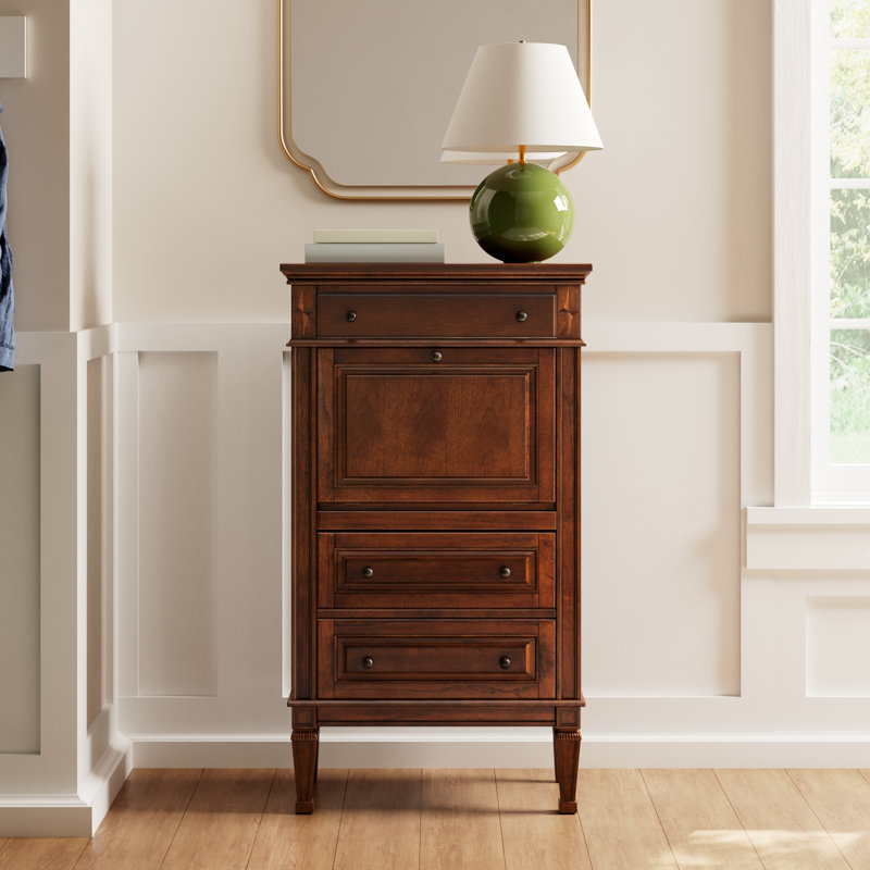 Valmont 1-Door Mirrored Accent Cabinet, Brown