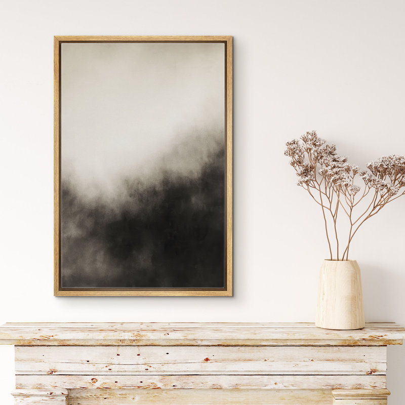 «Black and White Abstract Gradient Landscape Art», reproduction d'art sur toile encadrée, H 24 po x l 16 po x P 1,5 po