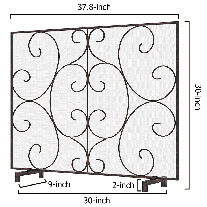 Couvercle de foyer plat décoratif à panneau unique en maille métallique durable fabriquée à la main en maille brossée résistante à la chaleur