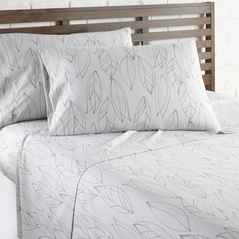 Ensemble de draps en microfibre Vilano Choice, Drap pour très grand lit californien + drap-houss, Blanc / gris