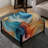 Green And Orange Swirling Harmony Waves - Abstract Large Square Ottoman