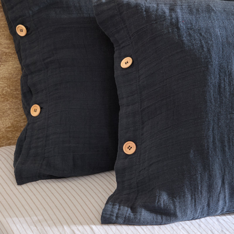 Lark Cotton Solid Colour Duvet Cover Set, Kingsize Duvet Cover + 2 Standard Pillowcases, Navy