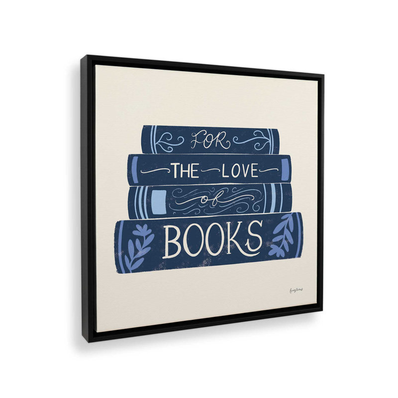 «Bookish Blue III» par Becky Thorns, reproduction d'art sur toile, H 30 po x l 30 po, Cadre flottant, Noir