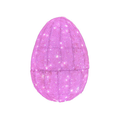 40" Led Outdoor 3D Lt. Pink Easter Egg Lawn Decorations