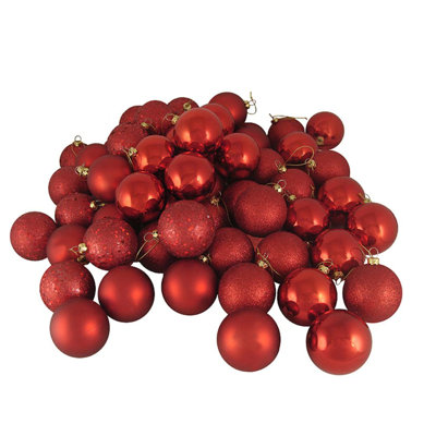 Ornement boule de Noël rouge incassable à 4 finitions