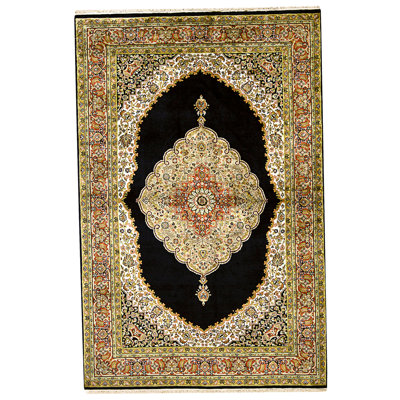 Tapis noir et vin noué à la main de haute qualité