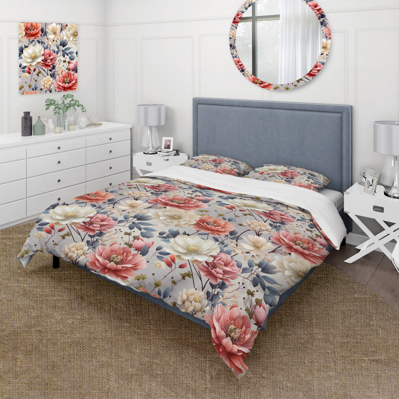 Ensemble de housse de couette Ikebana japonaise, Housse de couette pour grand lit et 2 taies décor
