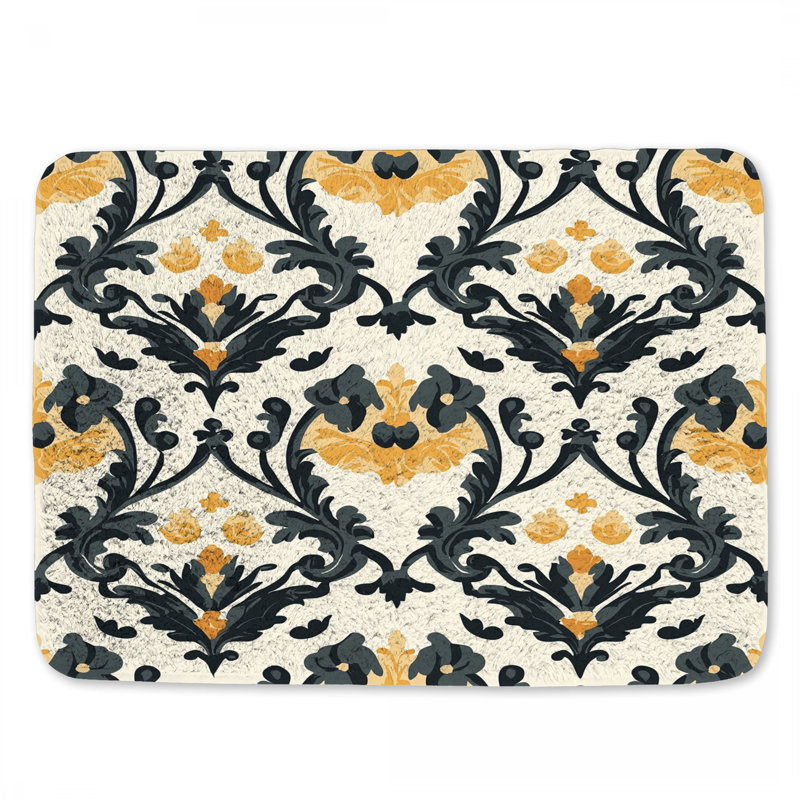 Ornement tapis de bain damassé ornement de salle de bain baroque, L 24 po x l 17 po