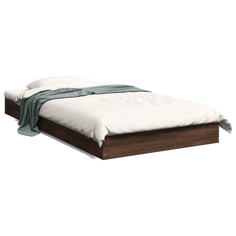 Vidaxl Bed Frame Engineered Wood, Small Single (2'6), Brown Oak