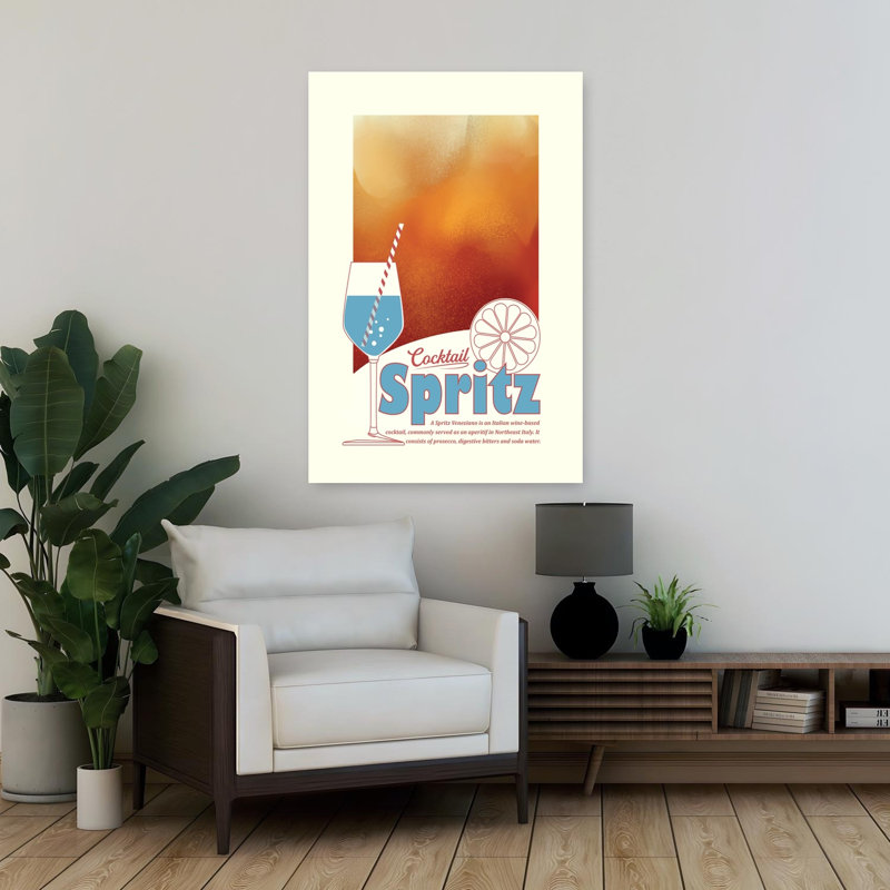 Art mural rétro rétro «Spirz cocktail apéritif», H 36 po x l 24 po