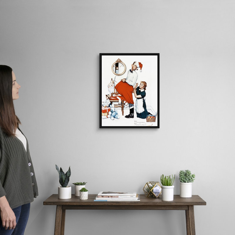 «Santa's Surprise», art mural sur toile, H 22 po x l 18 po x P 1,75 po, Cadre flottant noir
