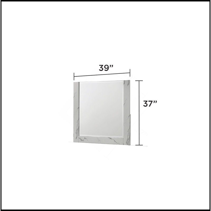 Miroir blanc brumeux - cadre bicolore en marbre et laque ultrabrillant avec surface réfléchissante surdimensionnée