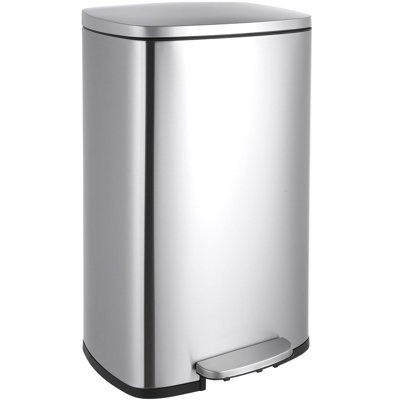 Pedal Bin, Soft-close Pedal Bin, Large Waste Bin With Lid, Removable Inner Bucket, Odour Isolate, For Kitchen, Bathroom, Office Stainless Steel 50 Litre Step On Multi-Compartments Trash & Recycling Bin