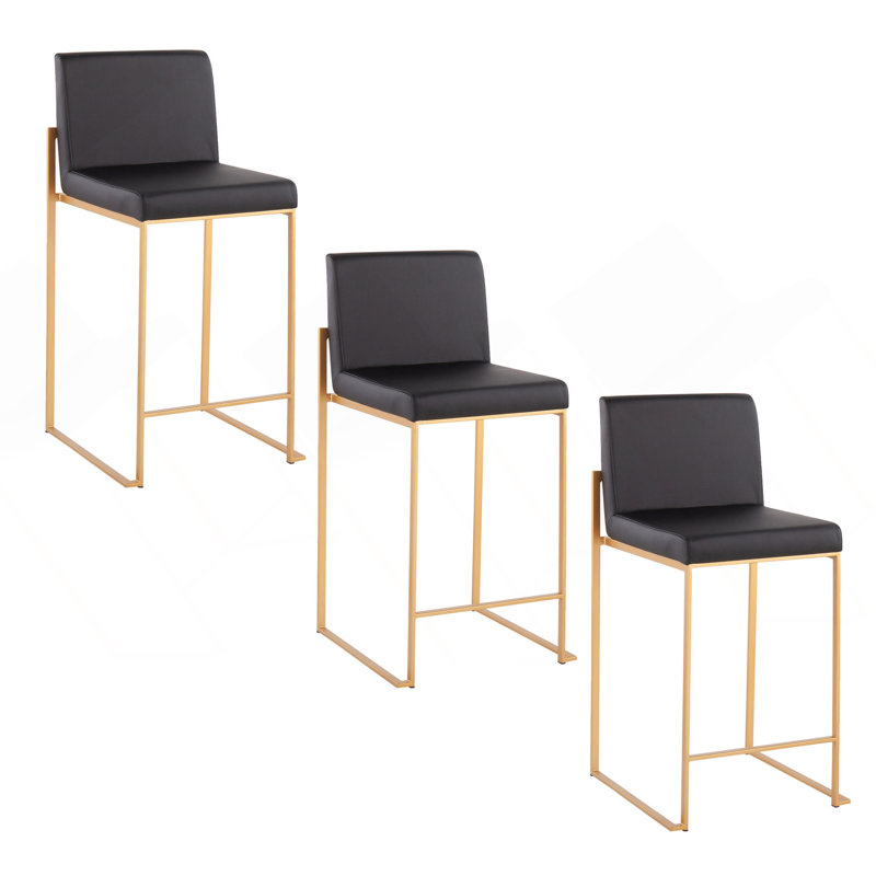Tabouret de comptoir 26 po Fuji, 3, Doré, Noir