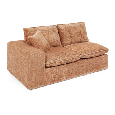 107'' Modern Boucle L-Shaped Sectional Sofa With Two Moveable Ottomans For Living Room, Comfy Cloud Couch With Pillows, DIY Combination