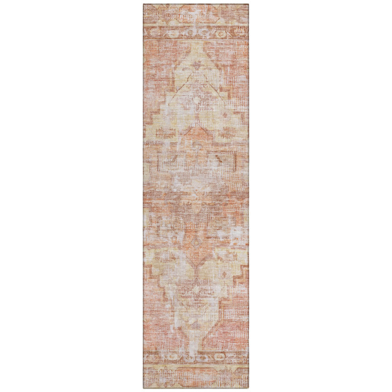 Machine Washable Indoor/Outdoor Xhevrie Terracotta Rug, Runner 2'3" x 7'6"