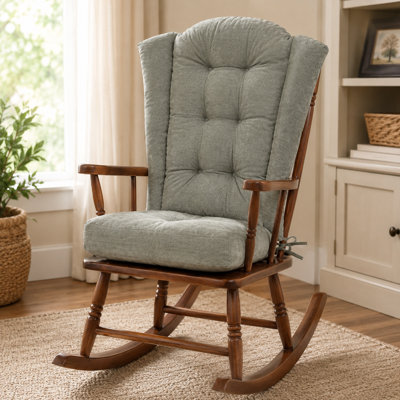 Coussin de chaise à bascule en chenille à dossier haut capitonné, assise épaisse, à nouer, pour chaises à bascule en bois