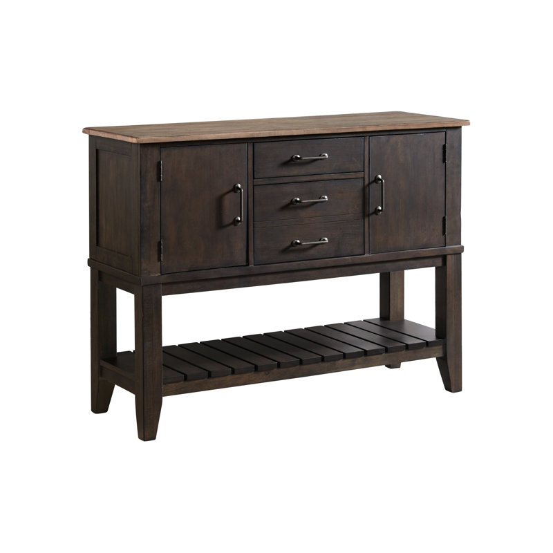 Boise Boise 53" Wide Server with 3 Drawers and 2 Cabinets, Black & Walnut