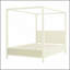Grand lit plateforme à baldaquin en bois avec lattes de soutien, beige-129230872-129230870