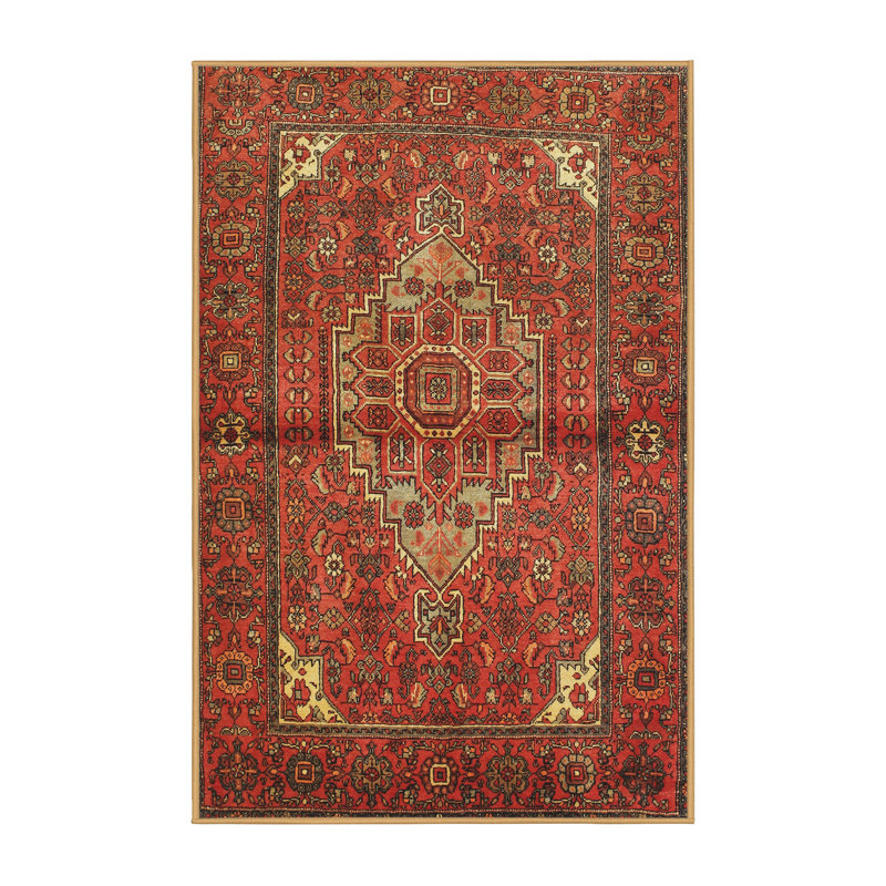 Tapis traditionnel orange / brun / gris, Rectangle 2 pi x 4 pi