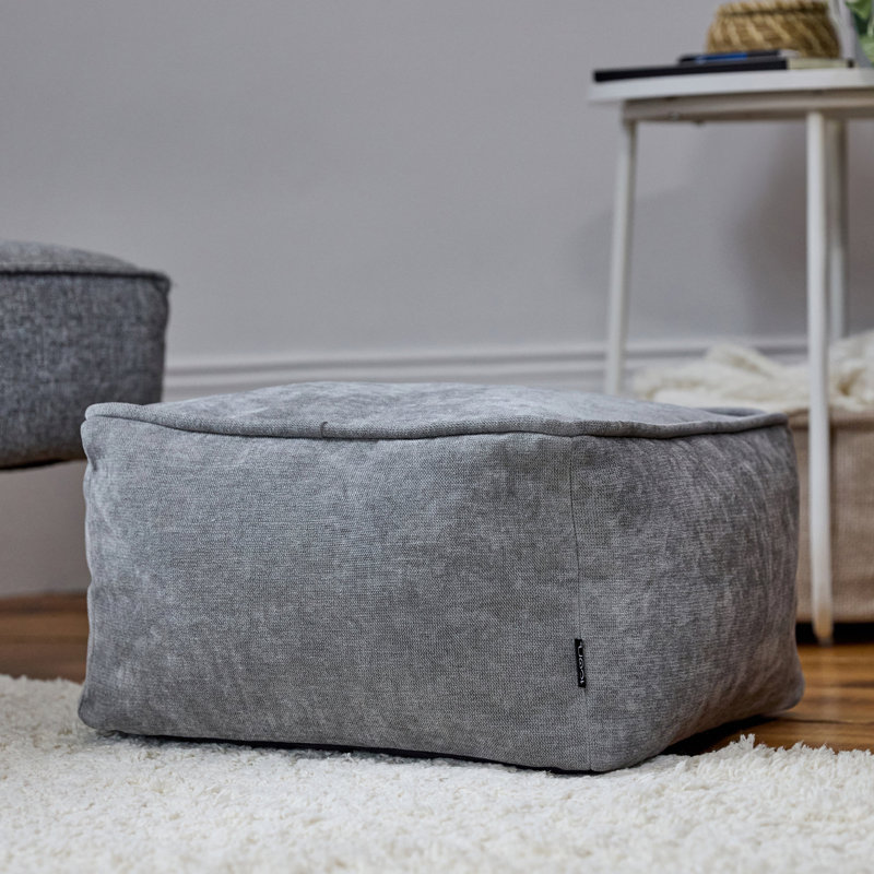 icon Amara Chenille Bean Bag Pouffe Natural, Grey