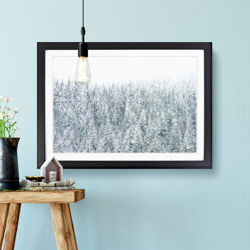 Winter Forest - Picture Frame Painting Print, Black Framed, 40cm H x 60cm W x 2cm D