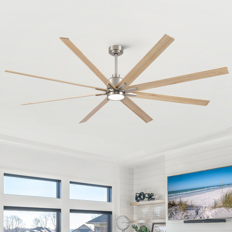 Ventilateur de plafond surdimensionné à DEL standard avec télécommande et ensemble d'éclairage inclus, Noir avec pales noires